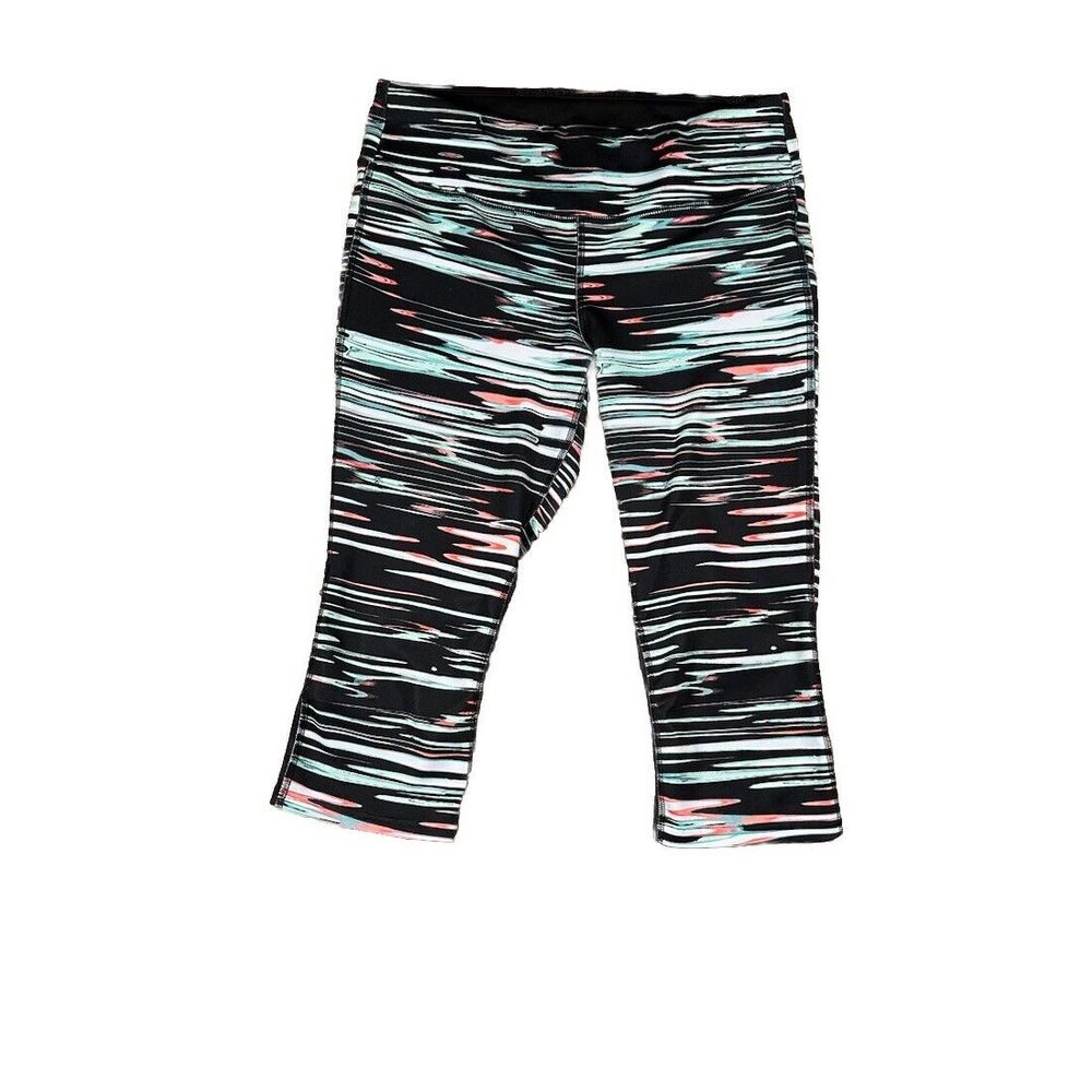 New Balance NB Dry size Large capri length athletic leggings black pink green‎